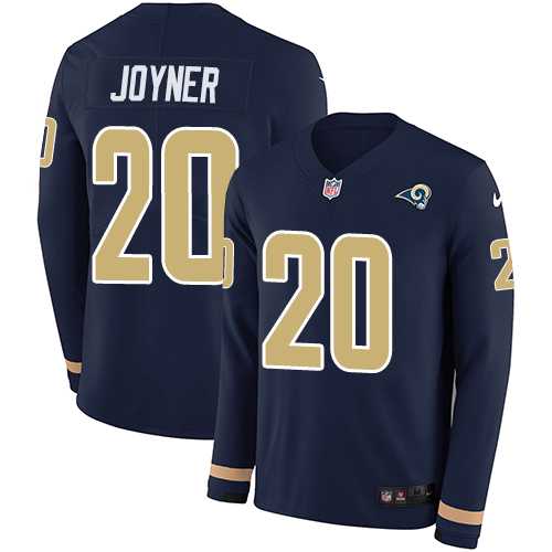 Nike Los Angeles Rams #20 Lamarcus Joyner Navy Blue Team Color Men's Stitched NFL Limited Therma Long Sleeve Jersey