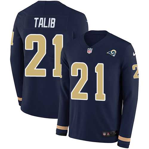Nike Los Angeles Rams #21 Aqib Talib Navy Blue Team Color Men's Stitched NFL Limited Therma Long Sleeve Jersey