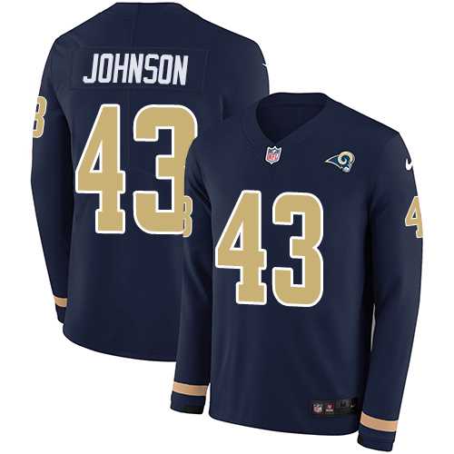 Nike Los Angeles Rams #43 John Johnson Navy Blue Team Color Men's Stitched NFL Limited Therma Long Sleeve Jersey