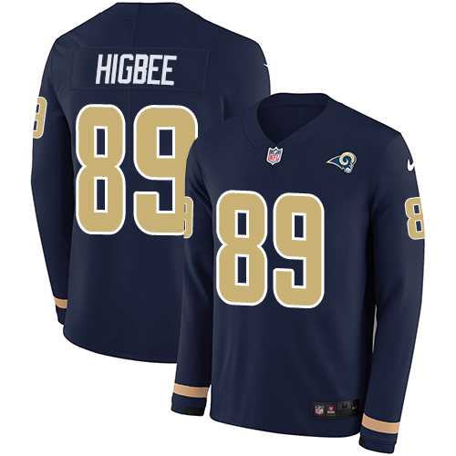 Nike Los Angeles Rams #89 Tyler Higbee Navy Blue Team Color Men's Stitched NFL Limited Therma Long Sleeve Jersey