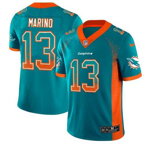 Nike Miami Dolphins #13 Dan Marino Aqua Green Team Color Men's Stitched NFL Limited Rush Drift Fashion Jersey