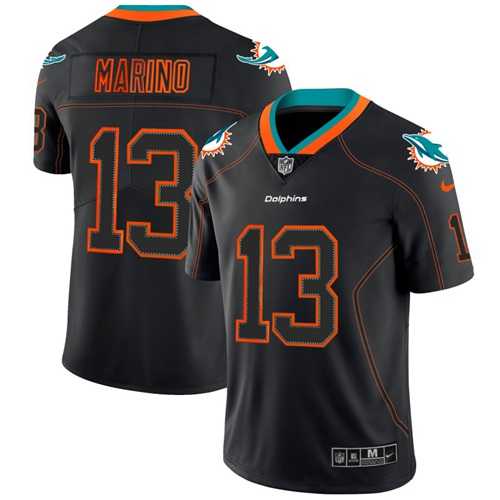 Nike Miami Dolphins #13 Dan Marino Lights Out Black Men's Stitched NFL Limited Rush Jersey