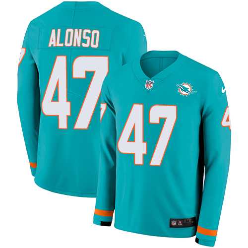 Nike Miami Dolphins #47 Kiko Alonso Aqua Green Team Color Men's Stitched NFL Limited Therma Long Sleeve Jersey
