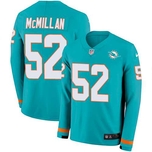 Nike Miami Dolphins #52 Raekwon McMillan Aqua Green Team Color Men's Stitched NFL Limited Therma Long Sleeve Jersey