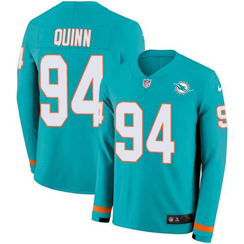 Nike Miami Dolphins #94 Robert Quinn Aqua Green Team Color Men's Stitched NFL Limited Therma Long Sleeve Jersey