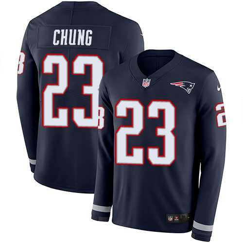 Nike New England Patriots #23 Patrick Chung Navy Blue Team Color Men's Stitched NFL Limited Therma Long Sleeve Jersey