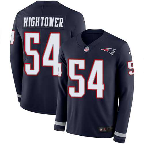 Nike New England Patriots #54 Dont'a Hightower Navy Blue Team Color Men's Stitched NFL Limited Therma Long Sleeve Jersey