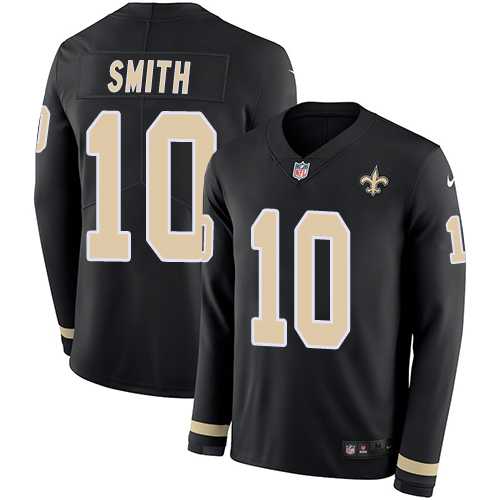 Nike New Orleans Saints #10 Tre'Quan Smith Black Team Color Men's Stitched NFL Limited Therma Long Sleeve Jersey