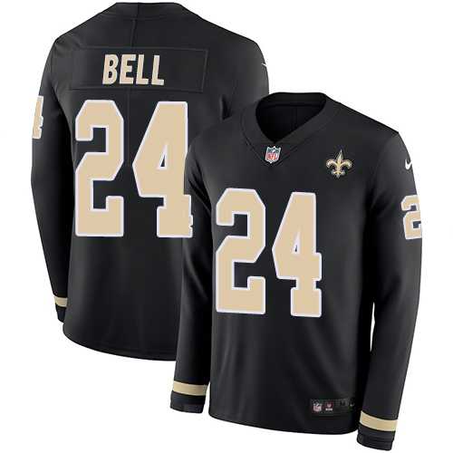 Nike New Orleans Saints #24 Vonn Bell Black Team Color Men's Stitched NFL Limited Therma Long Sleeve Jersey