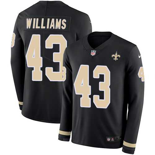 Nike New Orleans Saints #43 Marcus Williams Black Team Color Men's Stitched NFL Limited Therma Long Sleeve Jersey