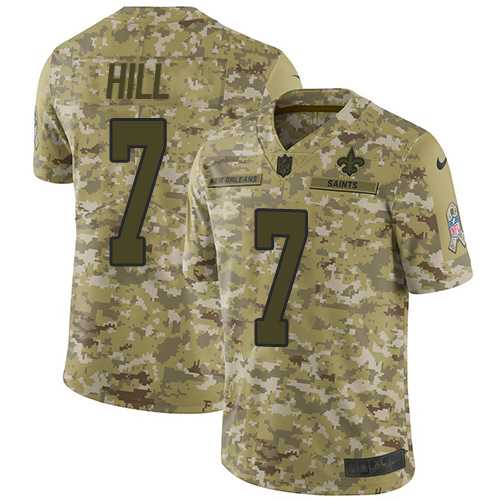 Nike New Orleans Saints #7 Taysom Hill Camo Men's Stitched NFL Limited 2018 Salute To Service Jersey