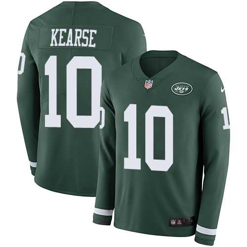 Nike New York Jets #10 Jermaine Kearse Green Team Color Men's Stitched NFL Limited Therma Long Sleeve Jersey
