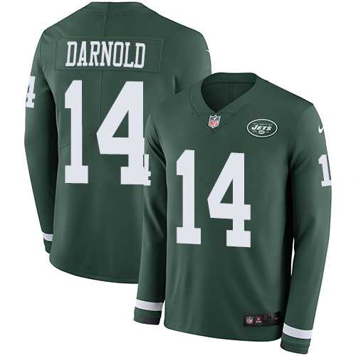 Nike New York Jets #14 Sam Darnold Green Team Color Men's Stitched NFL Limited Therma Long Sleeve Jersey