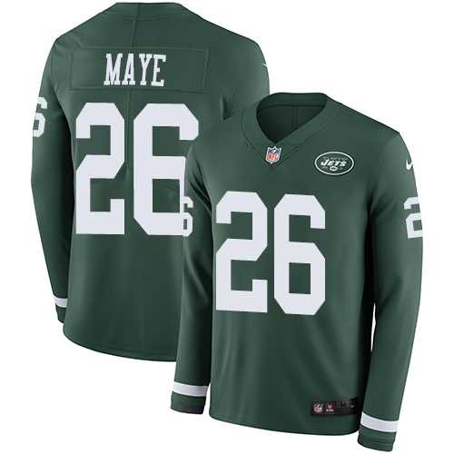Nike New York Jets #26 Marcus Maye Green Team Color Men's Stitched NFL Limited Therma Long Sleeve Jersey