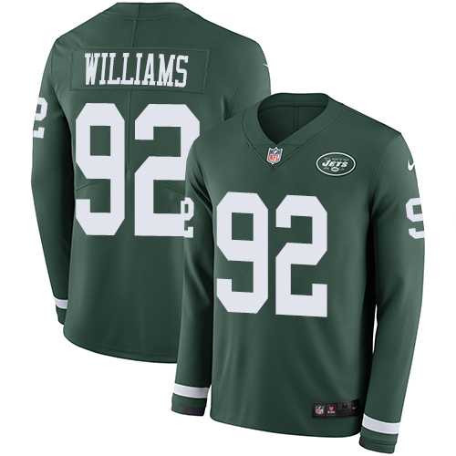 Nike New York Jets #92 Leonard Williams Green Team Color Men's Stitched NFL Limited Therma Long Sleeve Jersey