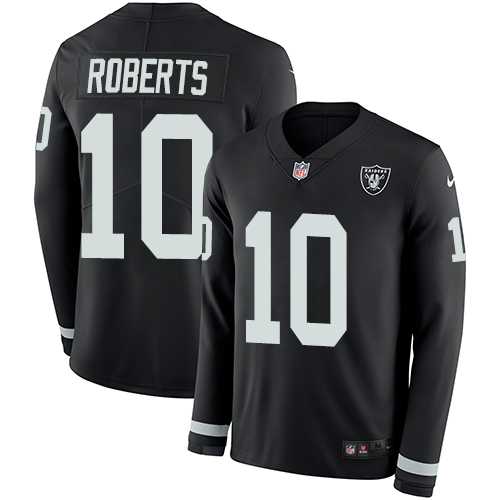 Nike Oakland Raiders #10 Seth Roberts Black Team Color Men's Stitched NFL Limited Therma Long Sleeve Jersey