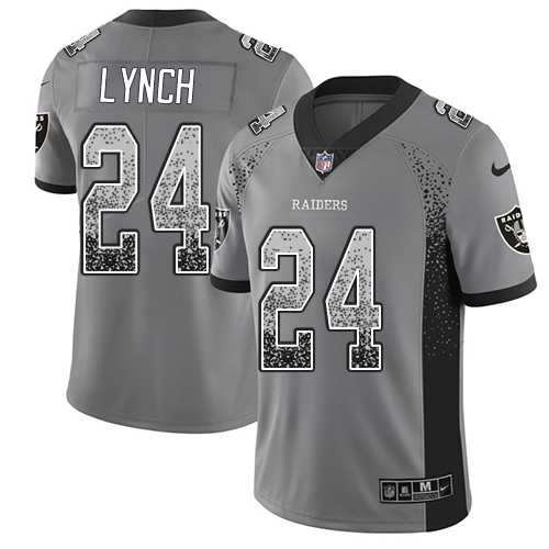 Nike Oakland Raiders #24 Marshawn Lynch Gray Men's Stitched NFL Limited Rush Drift Fashion Jersey