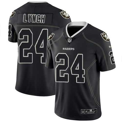 Nike Oakland Raiders #24 Marshawn Lynch Lights Out Black Men's Stitched NFL Limited Rush Jersey