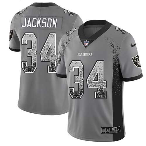 Nike Oakland Raiders #34 Bo Jackson Gray Men's Stitched NFL Limited Rush Drift Fashion Jersey