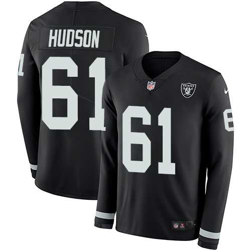 Nike Oakland Raiders #61 Rodney Hudson Black Team Color Men's Stitched NFL Limited Therma Long Sleeve Jersey
