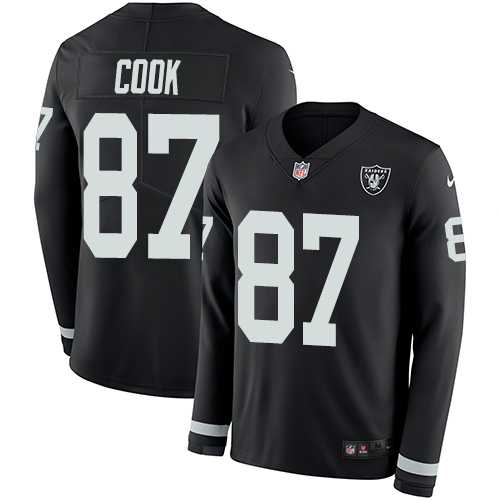 Nike Oakland Raiders #87 Jared Cook Black Team Color Men's Stitched NFL Limited Therma Long Sleeve Jersey