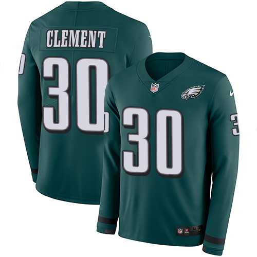 Nike Philadelphia Eagles #30 Corey Clement Midnight Green Team Color Men's Stitched NFL Limited Therma Long Sleeve Jersey