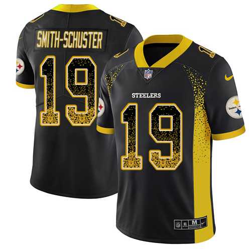 Nike Pittsburgh Steelers #19 JuJu Smith-Schuster Black Team Color Men's Stitched NFL Limited Rush Drift Fashion Jersey