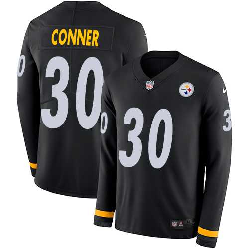 Nike Pittsburgh Steelers #30 James Conner Black Team Color Men's Stitched NFL Limited Therma Long Sleeve Jersey