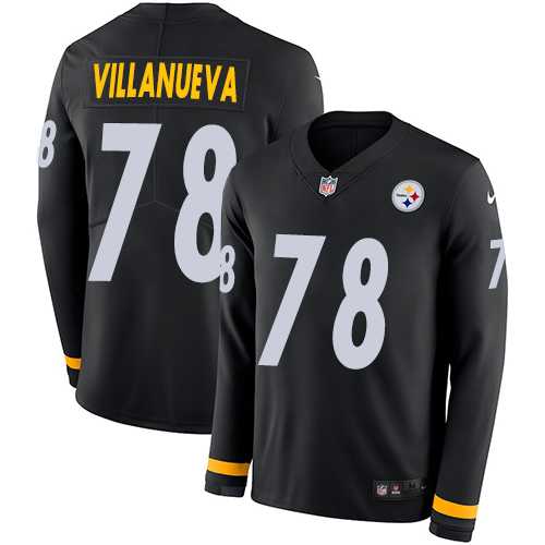 Nike Pittsburgh Steelers #78 Alejandro Villanueva Black Team Color Men's Stitched NFL Limited Therma Long Sleeve Jersey