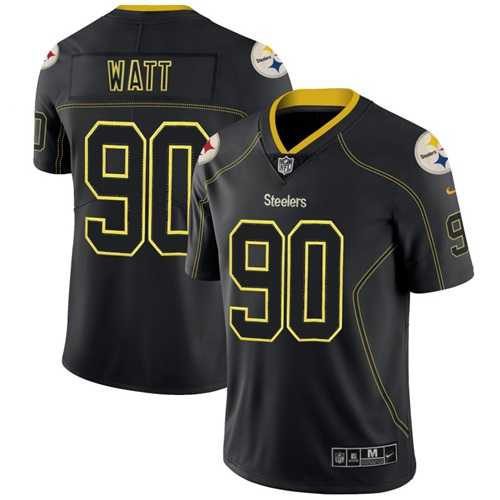 Nike Pittsburgh Steelers #90 T. J. Watt Lights Out Black Men's Stitched NFL Limited Rush Jersey