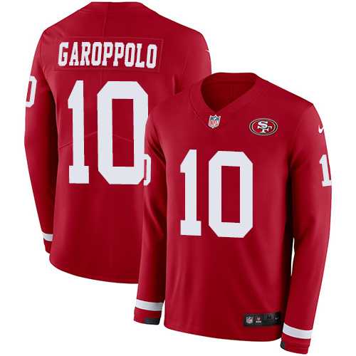 Nike San Francisco 49ers #10 Jimmy Garoppolo Red Team Color Men's Stitched NFL Limited Therma Long Sleeve Jersey