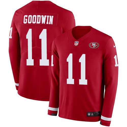 Nike San Francisco 49ers #11 Marquise Goodwin Red Team Color Men's Stitched NFL Limited Therma Long Sleeve Jersey