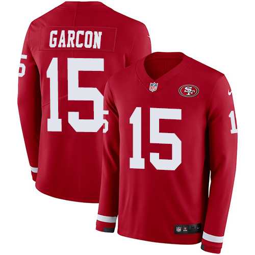 Nike San Francisco 49ers #15 Pierre Garcon Red Team Color Men's Stitched NFL Limited Therma Long Sleeve Jersey