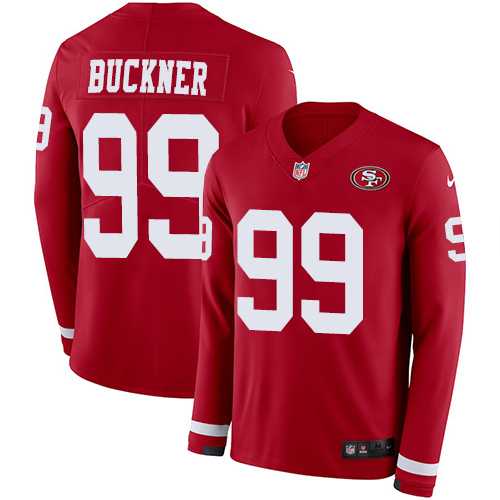Nike San Francisco 49ers #99 DeForest Buckner Red Team Color Men's Stitched NFL Limited Therma Long Sleeve Jersey