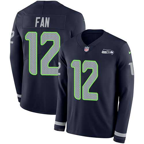Nike Seattle Seahawks #12 Fan Steel Blue Team Color Men's Stitched NFL Limited Therma Long Sleeve Jersey