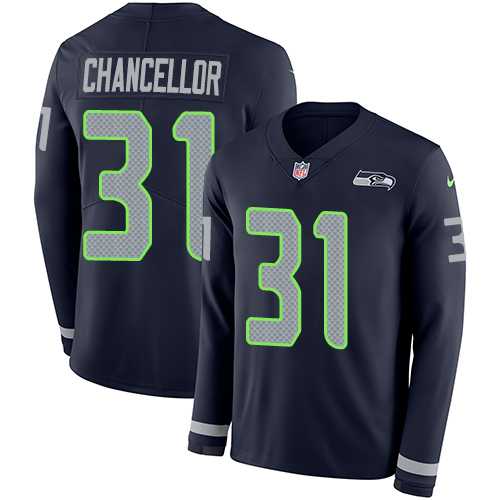 Nike Seattle Seahawks #31 Kam Chancellor Steel Blue Team Color Men's Stitched NFL Limited Therma Long Sleeve Jersey