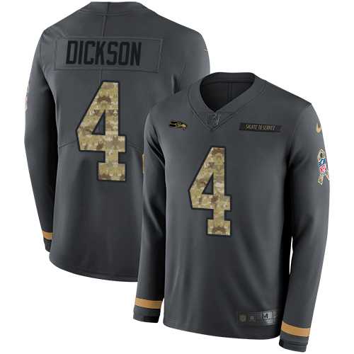 Nike Seattle Seahawks #4 Michael Dickson Anthracite Salute to Service Men's Stitched NFL Limited Therma Long Sleeve Jersey
