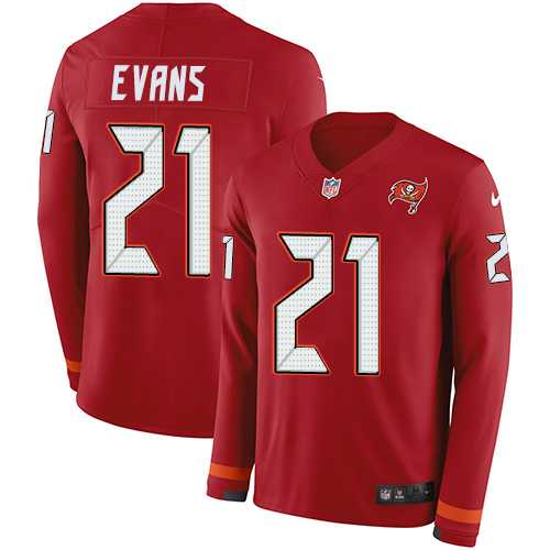 Nike Tampa Bay Buccaneers #21 Justin Evans Red Team Color Men's Stitched NFL Limited Therma Long Sleeve Jersey
