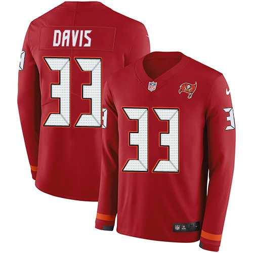 Nike Tampa Bay Buccaneers #33 Carlton Davis Red Team Color Men's Stitched NFL Limited Therma Long Sleeve Jersey