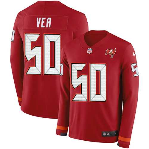 Nike Tampa Bay Buccaneers #50 Vita Vea Red Team Color Men's Stitched NFL Limited Therma Long Sleeve Jersey