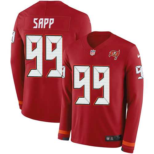 Nike Tampa Bay Buccaneers #99 Warren Sapp Red Team Color Men's Stitched NFL Limited Therma Long Sleeve Jersey