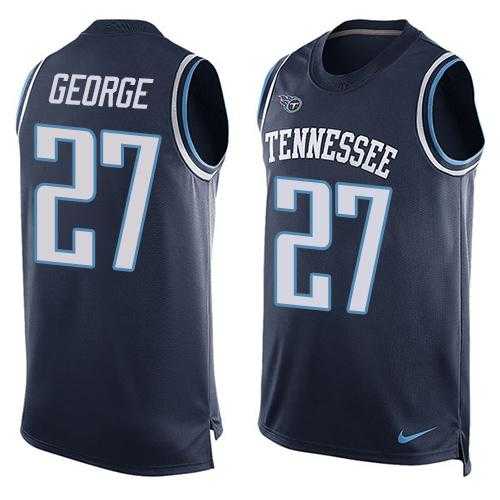 Nike Tennessee Titans #27 Eddie George Navy Blue Team Color Men's Stitched NFL Limited Tank Top Jersey