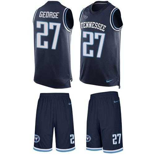 Nike Tennessee Titans #27 Eddie George Navy Blue Team Color Men's Stitched NFL Limited Tank Top Suit Jersey