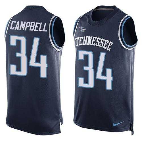 Nike Tennessee Titans #34 Earl Campbell Navy Blue Team Color Men's Stitched NFL Limited Tank Top Jersey