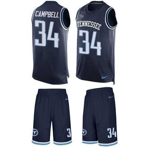 Nike Tennessee Titans #34 Earl Campbell Navy Blue Team Color Men's Stitched NFL Limited Tank Top Suit Jersey