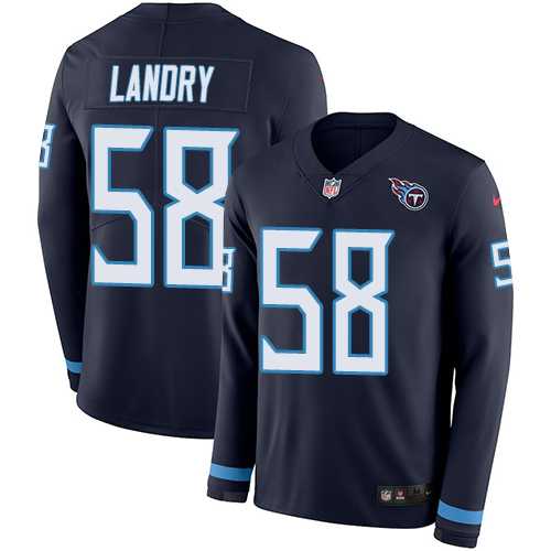 Nike Tennessee Titans #58 Harold Landry Navy Blue Team Color Men's Stitched NFL Limited Therma Long Sleeve Jersey