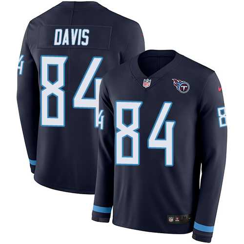 Nike Tennessee Titans #84 Corey Davis Navy Blue Team Color Men's Stitched NFL Limited Therma Long Sleeve Jersey