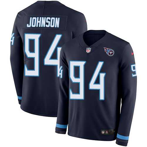 Nike Tennessee Titans #94 Austin Johnson Navy Blue Team Color Men's Stitched NFL Limited Therma Long Sleeve Jersey