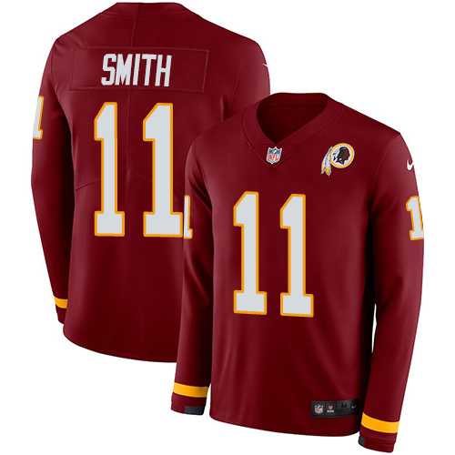 Nike Washington Redskins #11 Alex Smith Burgundy Red Team Color Men's Stitched NFL Limited Therma Long Sleeve Jersey