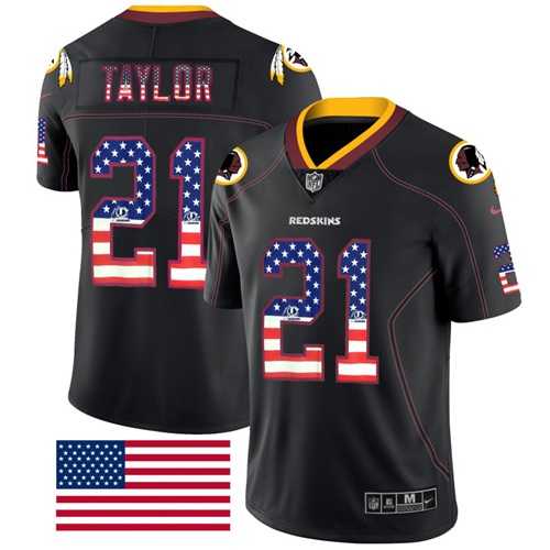 Nike Washington Redskins #21 Sean Taylor Black Men's Stitched NFL Limited Rush USA Flag Jersey